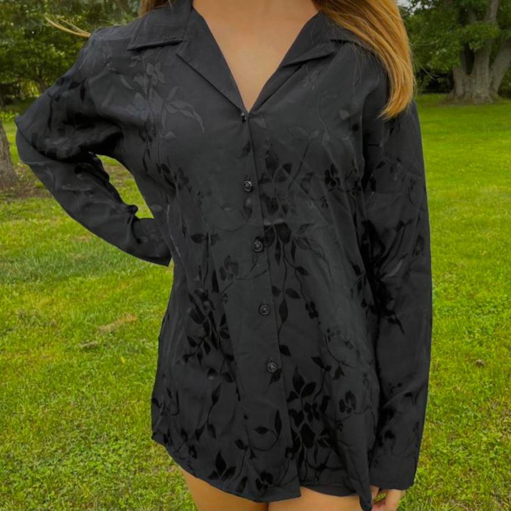 floral grunge black button up blouse with lace back bella swan style